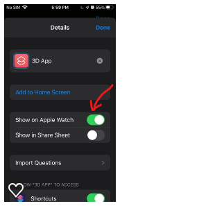 Shortcut Show on Apple Watch Option ScreenshotMrkd