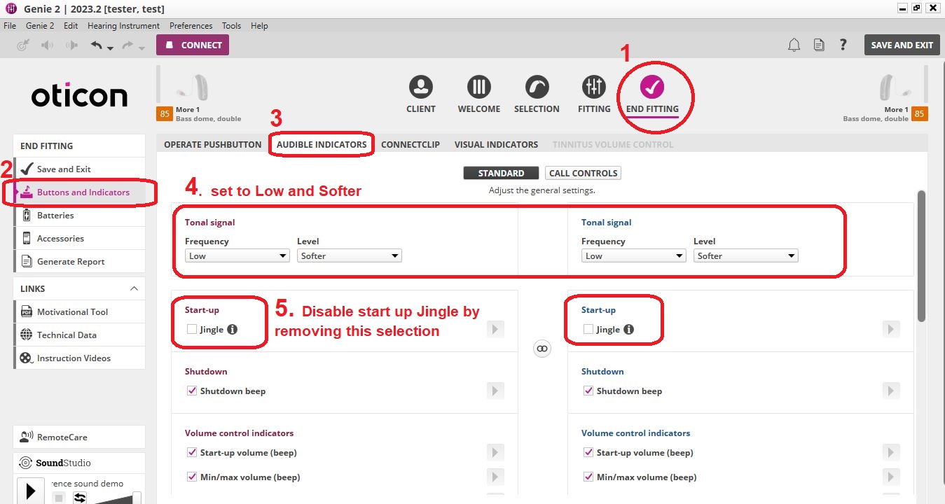How to turn off Oticon (more/opn/real) sound alarms when changing